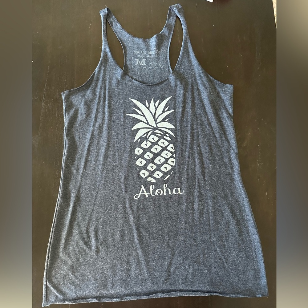 Women’s Navy Pineapple Aloha Racerback Tank - M